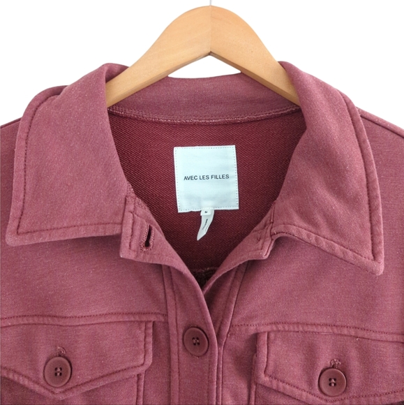 AVEC LES FILLES French Terry Mauve Pink Shacket Size Small - Picture 5 of 13